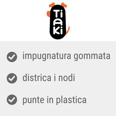Tiaki. Impugnatura gommata, districa i nodi, punte in plastica.