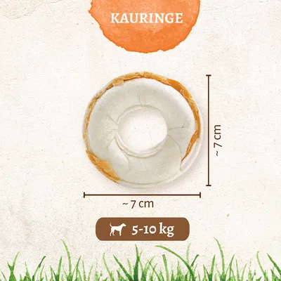 Kauringe, diameter ca. 7 cm, egnet til hunde med en vægt på 5-10 kg.