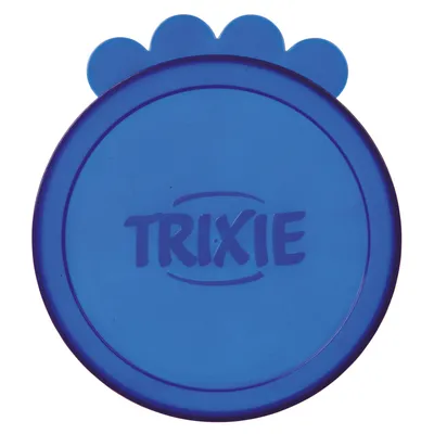 Blue lid with Trixie logo, suitable for sealing cans.