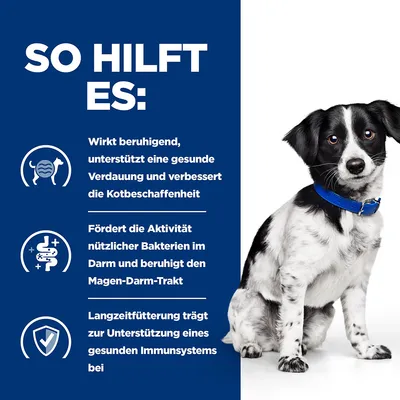 So hilft es: Unterstützt Verdauung, verbessert Kotbeschaffenheit, fördert nützliche Darmbakterien, beruhigt Magen-Darm-Trakt, stärkt Immunsystem bei Langzeitfütterung.