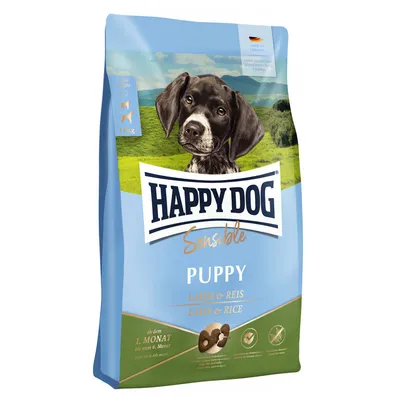 Happy Dog Sensible Puppy Agnello e Riso, adatto dal 1° al 6° mese, Made in Germany, confezione da 11 kg.