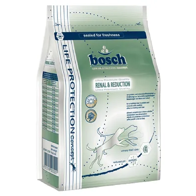 Bosch Renal & Reduction koiranruoka, ultra premium -laatu, Life Protection Concept, tukee munuaisten ja virtsateiden terveyttä, vähentää fosforia, tuorepakattu.