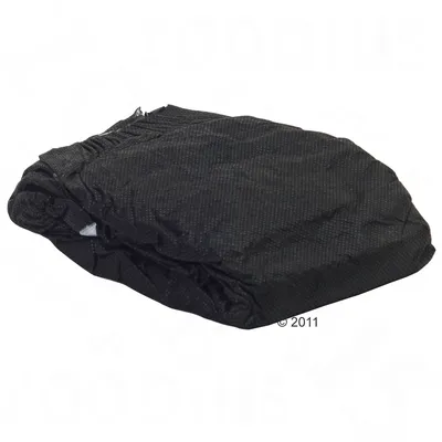 Folded black protective cover with elastic edges, shown lying flat to display material and size.