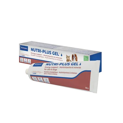 Virbac Nutri-Plus Gel, Energieunterstützung mit Multivitaminen und Mineralien für Katzen und Hunde, Tube 120g.
