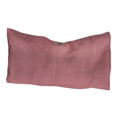 Pink cushion with check pattern, rectangular shape, suitable for pet beds or as an accessory.
