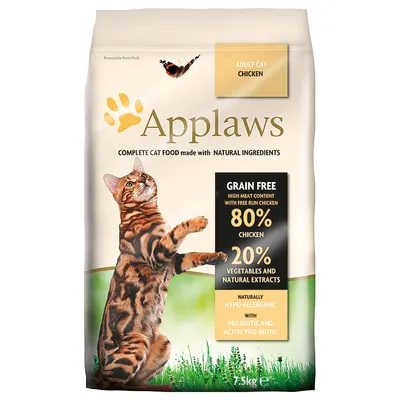 Applaws Adult Cat Chicken, 80 % chicken, 20 % vegetables and natural extracts, grain free, naturally hypo-allergenic, 7,5 kg. Text v angličtině.