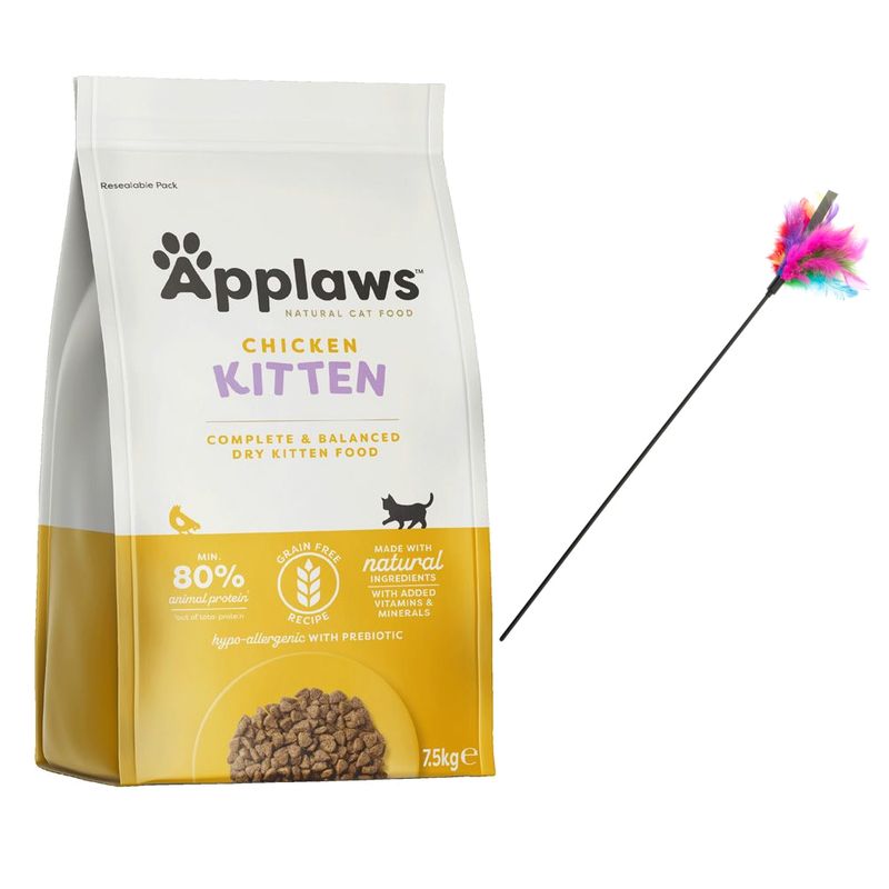 6/7,5 kg Applaws + wędka dla kota z kolorowymi piórkami gratis!