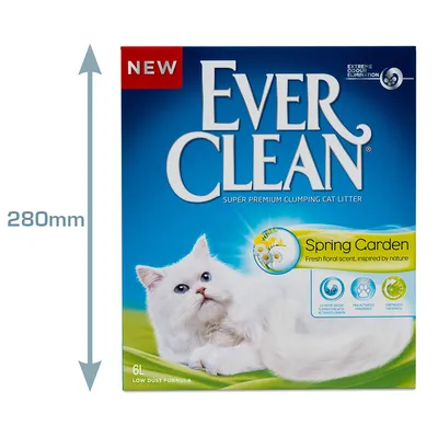 EVER CLEAN Super Premium Klumpstreu Spring Garden, 6L, niedrige Staubentwicklung, extreme Geruchsbeseitigung, frischer Blumenduft, Verpackungshöhe 280 mm.