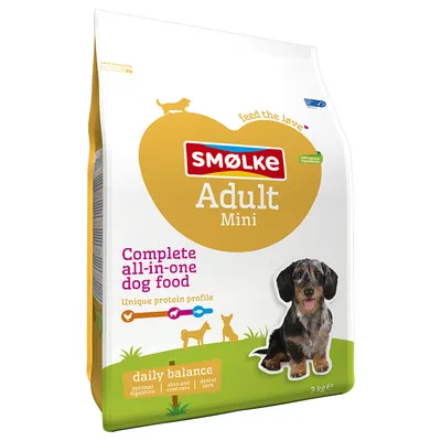 Smølke Adult Mini, täysravinto pienille koirille, ainutlaatuinen proteiiniprofiili, päivittäinen tasapaino: optimaalinen ruoansulatus, ihon ja turkin hoito, hammashoito, 3 kg.