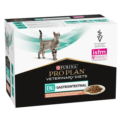 Purina Pro Plan Veterinary Diets EN Gastrointestinal für Katzen, zarte Stücke mit Lachs. ISFM zertifiziert für veterinärmedizinische Ernährung.