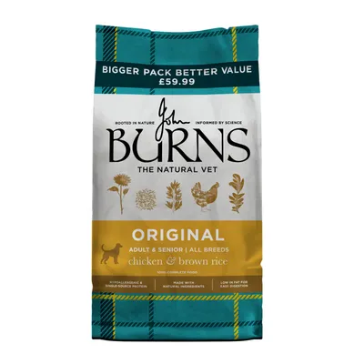 Burns Adult & Senior Original - Chicken & Brown Rice - 12 + 2kg Free! Burns Adult & Senior Original - Chicken & Brown Rice - 12 + 2kg Free!