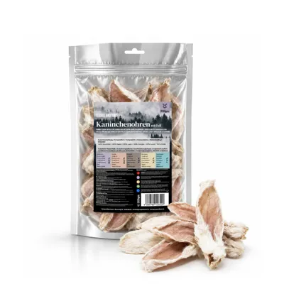 Voordeelpakket George & Bobs Hondensnacks 3 x 200 g - Konijnenoren met vacht Voordeelpakket George & Bobs Hondensnacks 3 x 200 g - Konijnenoren met vacht