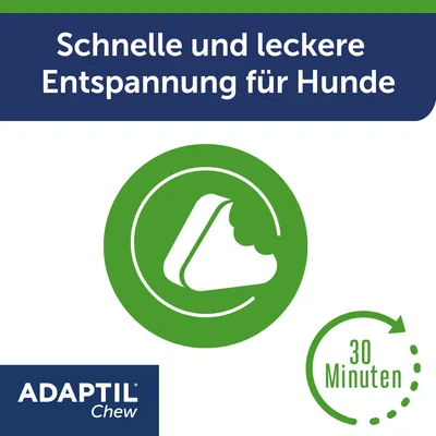 Adaptil Chew. Schnelle und leckere Entspannung für Hunde in 30 Minuten.