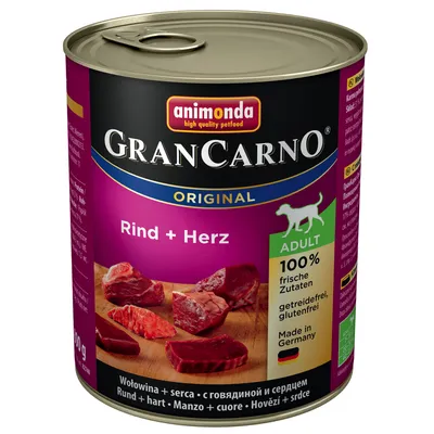 Animonda GranCarno Original Adult говядина + сердце, 100% свежие ингредиенты, без зерна, без глютена, Made in Germany.