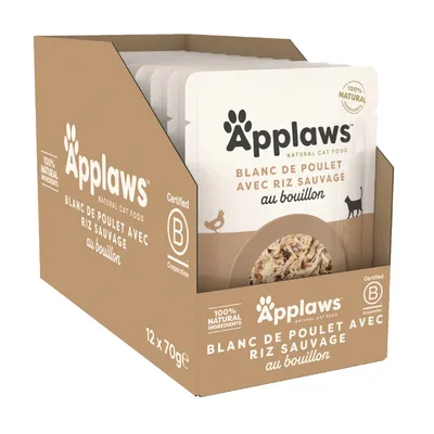 Applaws Cat Natural en bouillon 12 x 70 g - poulet, riz sauvage