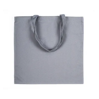 Γκρι υφασμάτινη τσάντα με δύο χερούλια, ορθογώνιο σχήμα.