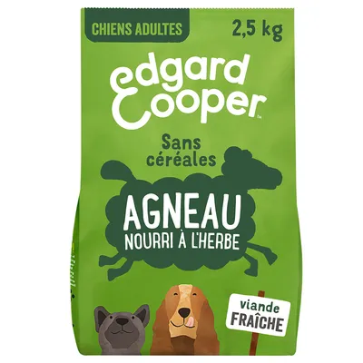 edgard cooper Chiens adultes 2,5 kg Sans céréales Agneau nourri à l’herbe viande fraîche
