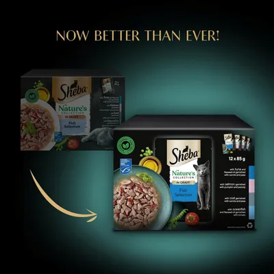 Sheba Nature's Collection Pouches 12 x 85g - Fish Selection with Tomato & Green Pepper in Gravy Sheba Nature's Collection Pouches 12 x 85g - Fish Selection with Tomato & Green Pepper in Gravy