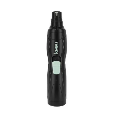 kooa pilă electrică pentru unghii, neagră, cu buton verde și inscripție „kooa”.
