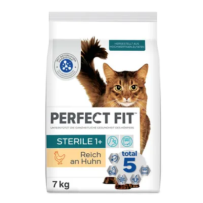 Perfect Fit Sterile 1+ Katzenfutter, reich an Huhn, 7 kg. Unterstützt die ganzheitliche Gesundheit des Körpers. Mit natürlichen Präbiotika und hochwertigen Zutaten.