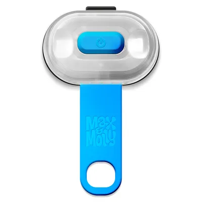 Max & Molly LED-Licht mit blauem Band und Ein-/Ausschalter, geeignet für Sichtbarkeit im Dunkeln.