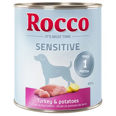 Rocco Sensitive Hundefutter, Truthahn & Kartoffeln, Single Protein, 800g Dose.