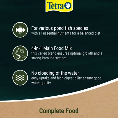 Tetra. For various pond fish species, 4-in-1 main food mix for growth and immune system, no water clouding, Complete Food.