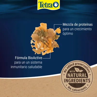 Tetra. Mezcla de proteínas para un crecimiento óptimo, fórmula BioActive para un sistema inmunitario saludable, con ingredientes naturales, sin aditivos ni colorantes. Tetra. Mezcla de proteínas para un crecimiento óptimo, fórmula BioActive para un sistema inmunitario saludable, con ingredientes naturales, sin aditivos ni colorantes.