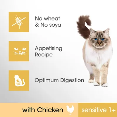 No wheat & No soya, Appetising Recipe, Optimum Digestion, with Chicken, sensitive 1+