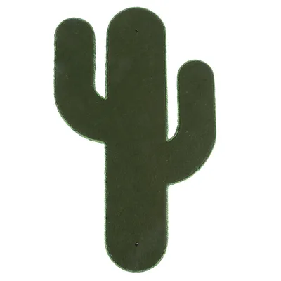 Forme en feutre vert représentant un cactus, sans texte ni marque visible.