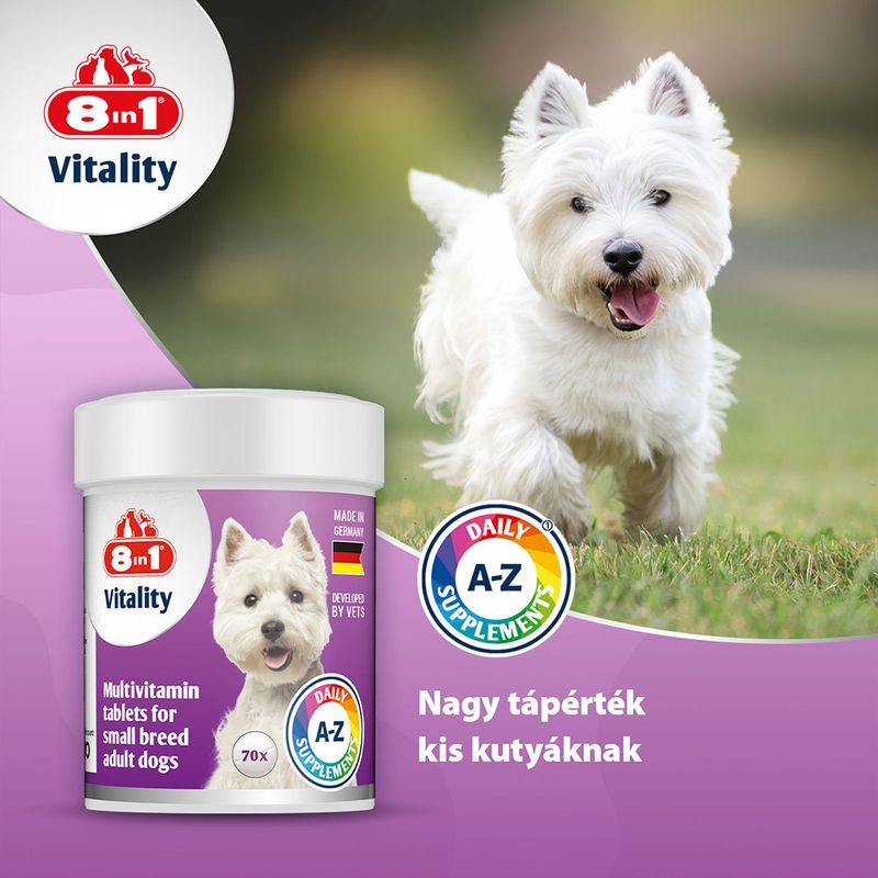 8in1 Vitality Multivitamin tabletta kistestű kutyáknak