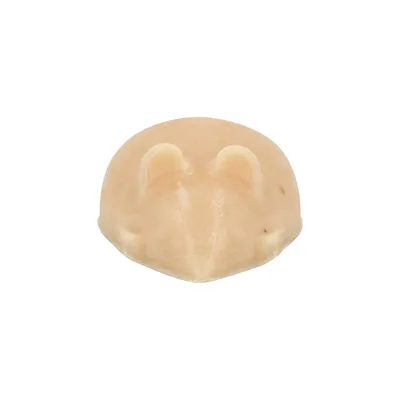 Juguete para masticar en forma de ratón de material beige, apto para mascotas.