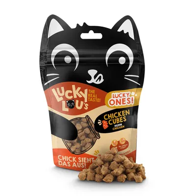Lucky Lou's Chicken Cubes пиле. Без добавена захар, произведено в Ирландия.