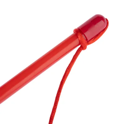 Red plastic rod with red string, suitable for interactive play.