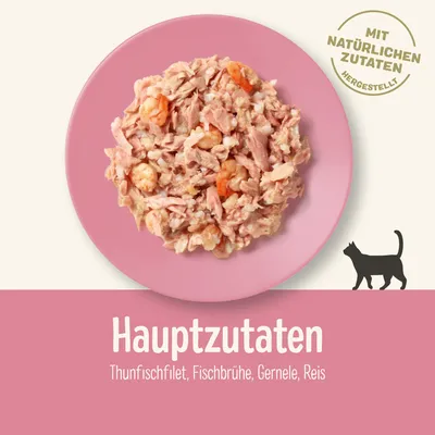 Hauptzutaten: Thunfischfilet, Fischbrühe, Garnele, Reis. Mit natürlichen Zutaten hergestellt.