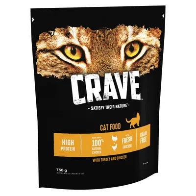 CRAVE Adult Turkey & Chicken Dry Cat Food