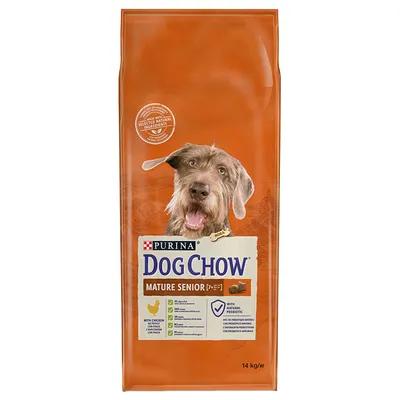 Purina Dog Chow Mature Senior mit Huhn, 14 kg. Enthält natürliche Präbiotika und ausgewählte natürliche Zutaten.