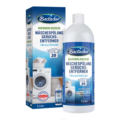 Bactador Mikrobiologische Wäschespülung Geruchsentferner für alle Textilien, 1 Liter, Original dermatest ausgezeichnet.