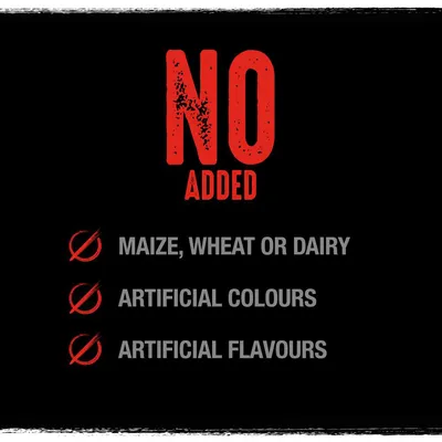 No added maize, wheat or dairy, no artificial colours, and no artificial flavours.