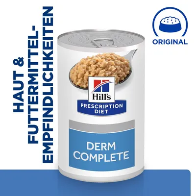 Hill's Prescription Diet Derm Complete Nassfutter für Haut- und Futtermittel-Empfindlichkeiten, Original-Rezeptur.