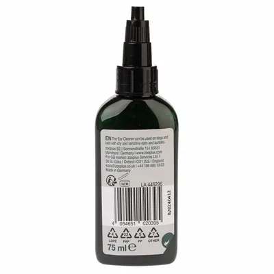 Ohrenreiniger für Hunde und Katzen, geeignet für trockene und empfindliche Ohren, 75 ml, hergestellt in Deutschland.