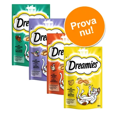 Blandat provpack: Dreamies Cat Treats 4 x 60 g