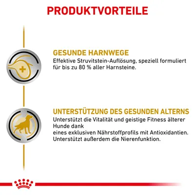 Productvoordelen: Gezonde urinewegen met effectieve struvietsteenoplossing, tot 80% minder urinestenen. Ondersteuning van gezond ouder worden door antioxidanten en bevordering van de nierfunctie.