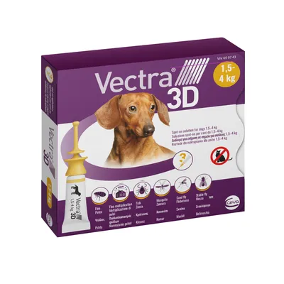 Vectra 3D dla psów, XS (1,5-4 kg), preparat na pchły, kleszcze, komary i moskity