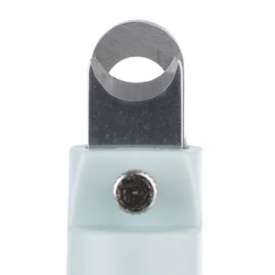 Close-up of a silver cutting head with plastic handle, suitable for precise cutting.