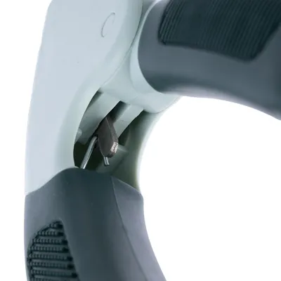 Close-up of an ergonomic handle with integrated cutting mechanism, suitable for precise cutting.