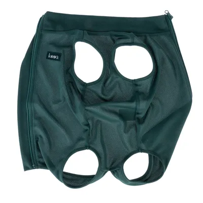 kooa material de red verde con cuatro aberturas y cremallera, adecuado para el cuidado o transporte de mascotas.