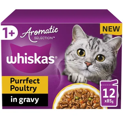 Aromatic Selection Purrfect Poultry in gravy, 12 x 85g pouches, for cats aged 1 year and over. New product.