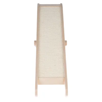 Scratching board made of wood with sisal surface, suitable for claw care.