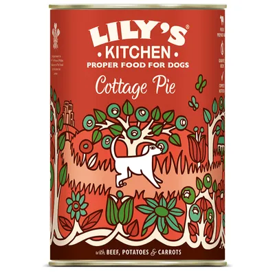 Lily's Kitchen Cottage Pie, Proper Food for Dogs s hovězím masem, bramborami a mrkví. Bez obilovin, kompletní krmivo.